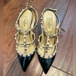 Valentino Garavani Rockstud 100mm Slingback High-Heel Pumps, Size 38